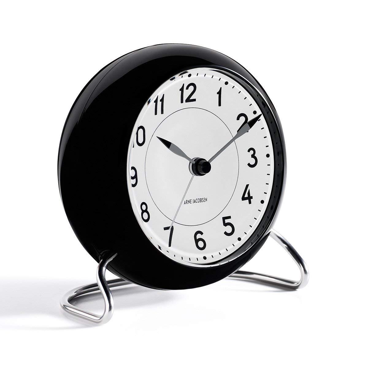 Black and White Analog Electric Alarm Tabletop Clock