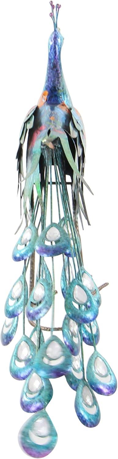 DecMode 20" Indoor Outdoor Peacock Garden Sculpture with Crystal Accents