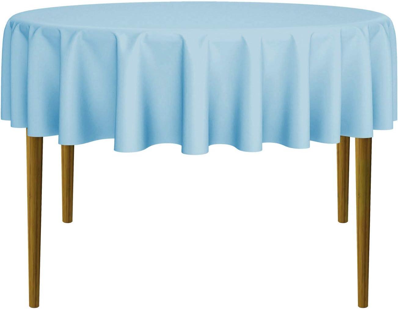 Lann's Linens Polyester Fabric Tablecloth for Wedding, Banquet, Restaurant - 70 Inch Round - Baby Blue