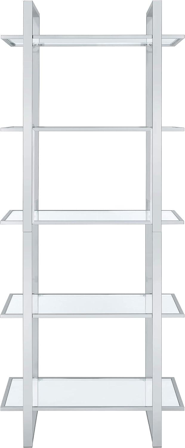 79" Hartford 5 Shelf Bookcase with Glass Shelves Chrome - Coaster