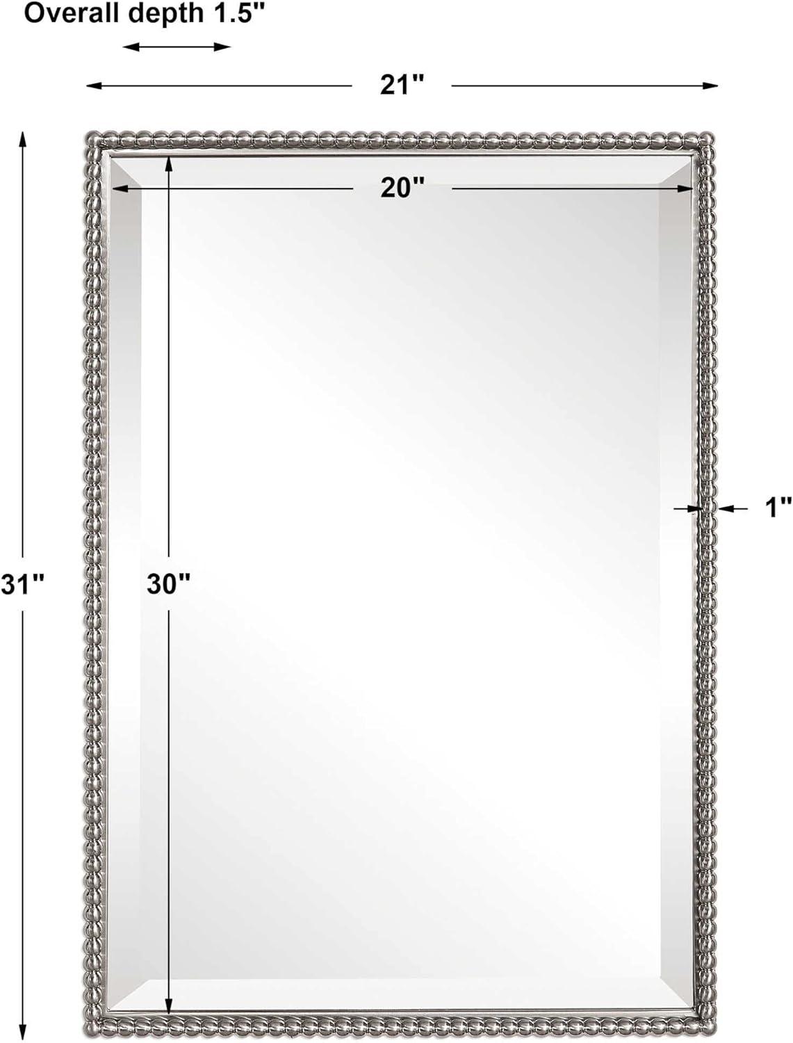 Rectangular Silver Hand Forged Metal Bathroom Vanity Mirror