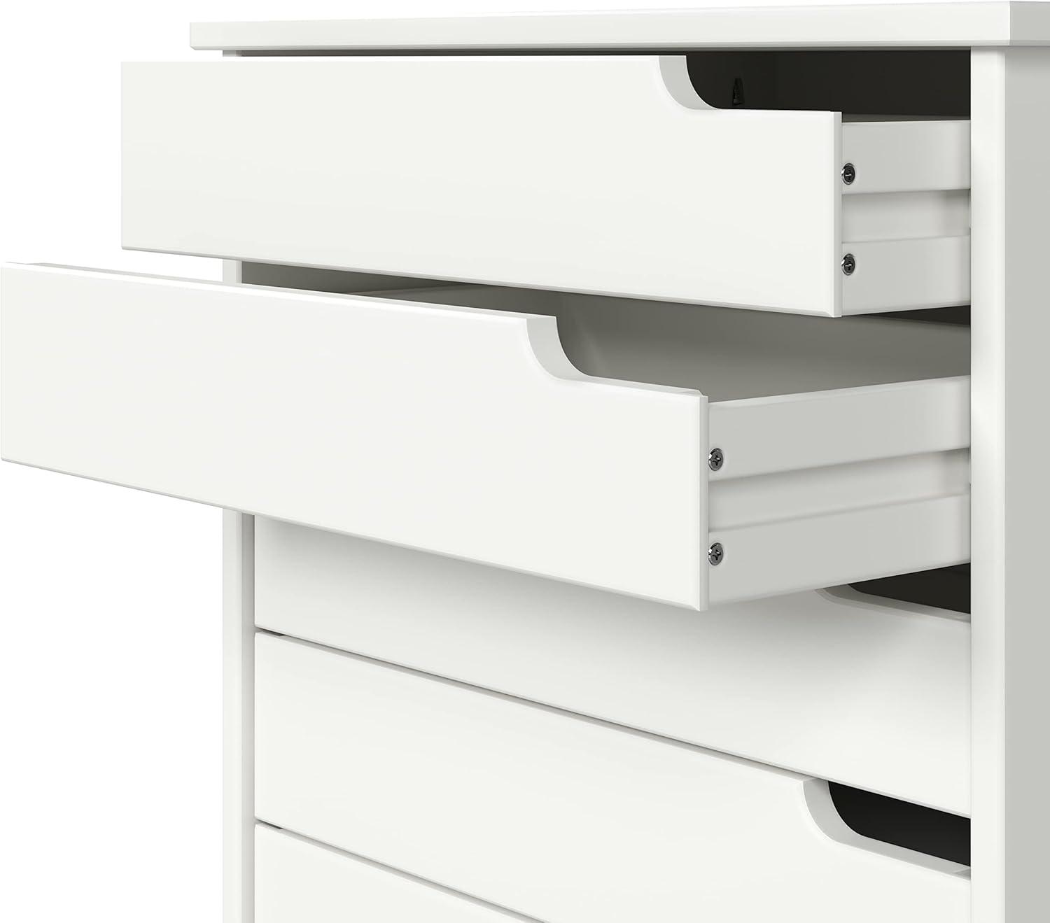 Adeptus Original Euro Roll Cart, Solid Wood, 4+1 Drawer Extra Wide Drawers Roll Carts, White