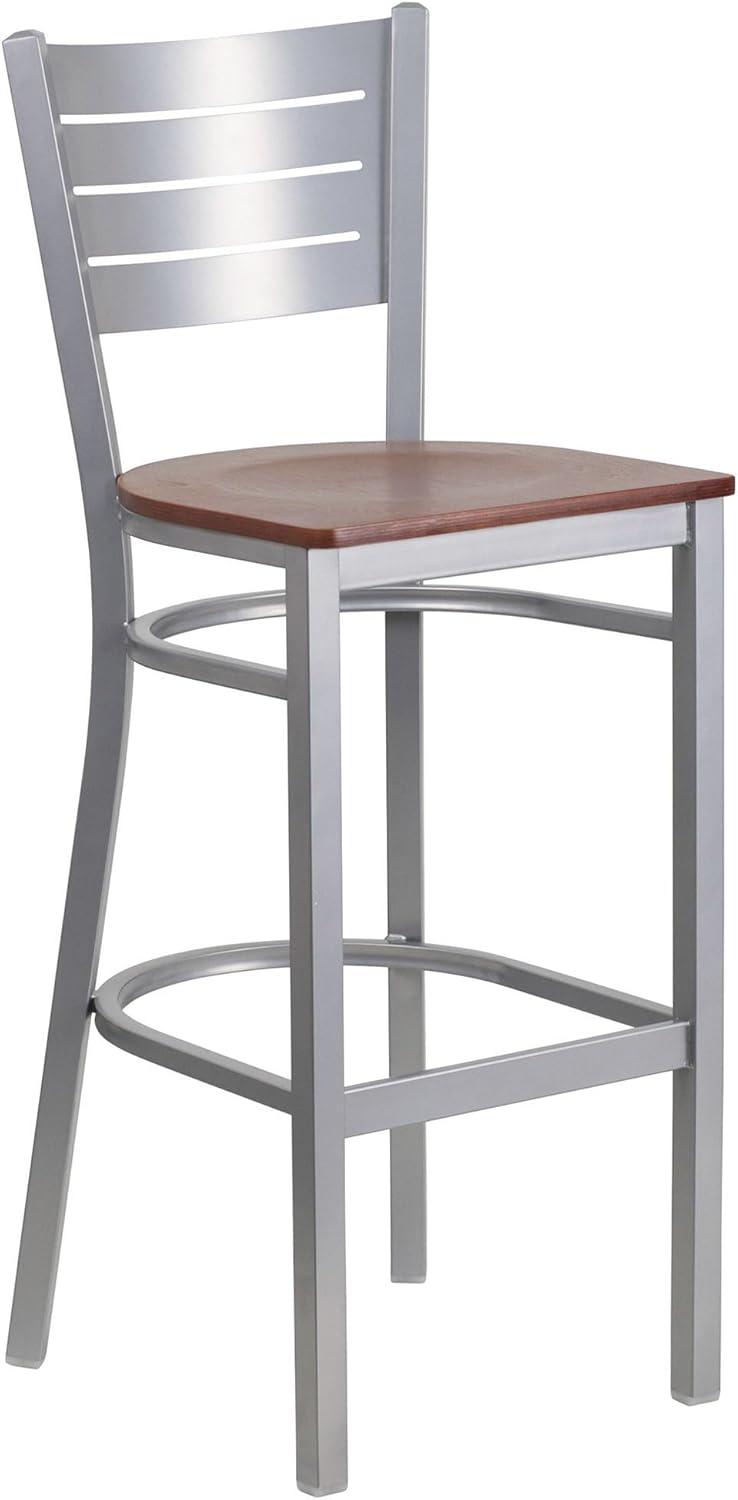 Flash Furniture Silver Slat Back Metal Restaurant Barstool