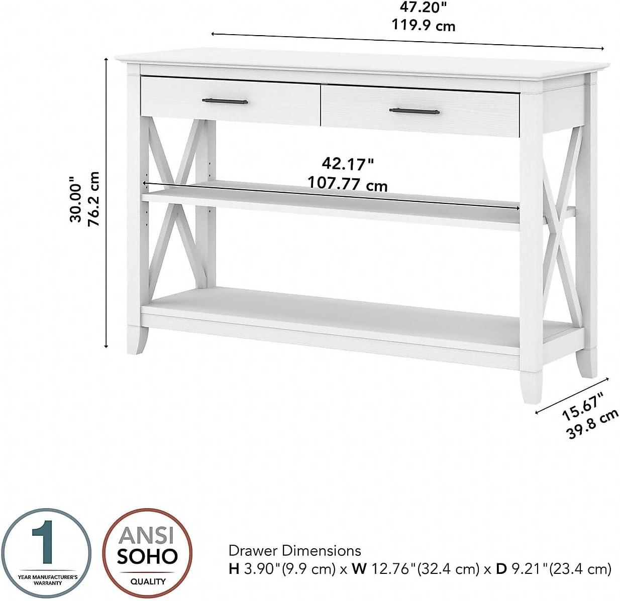 Bush Furniture Key West Console Table, Pure White Oak