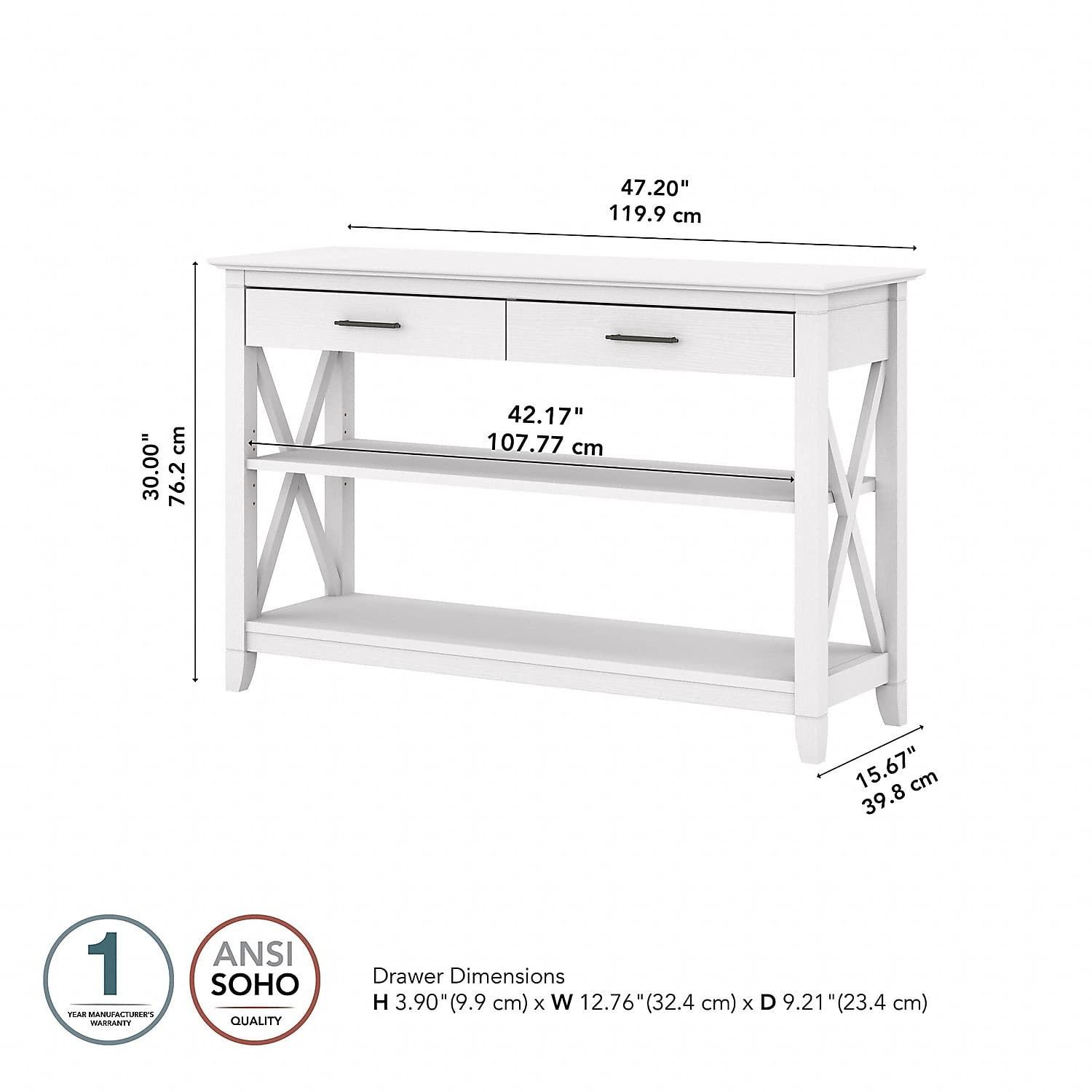 Bush Furniture Key West Console Table, Pure White Oak