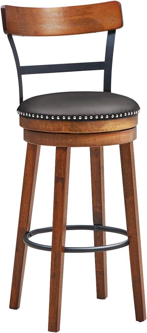 Costway 30.5'' BarStool Swivel Pub Height kitchen Dining Bar Chair with Rubber Wood Legs