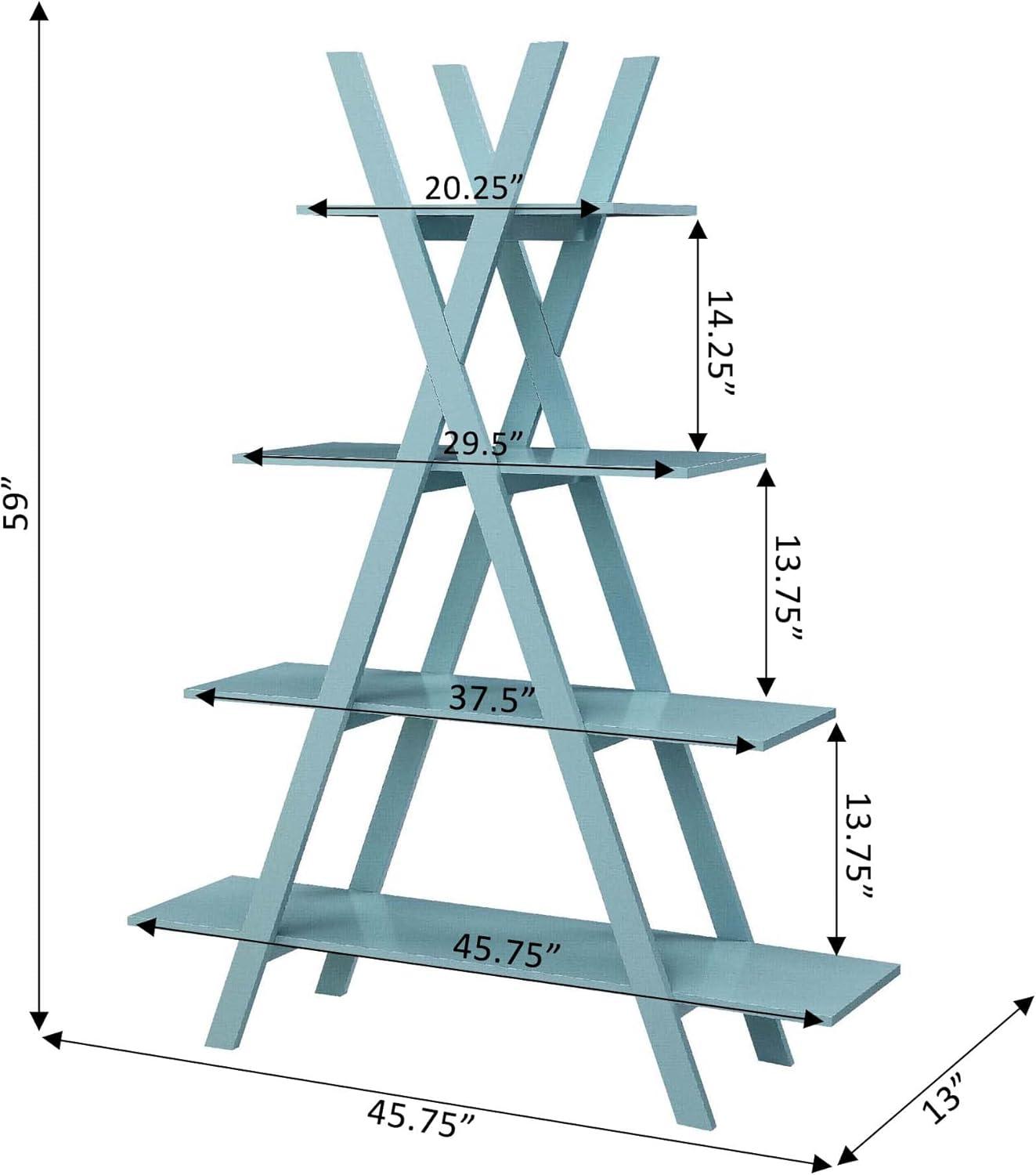 Convenience Concepts Oxford A Frame Bookshelf, Sea Foam Blue