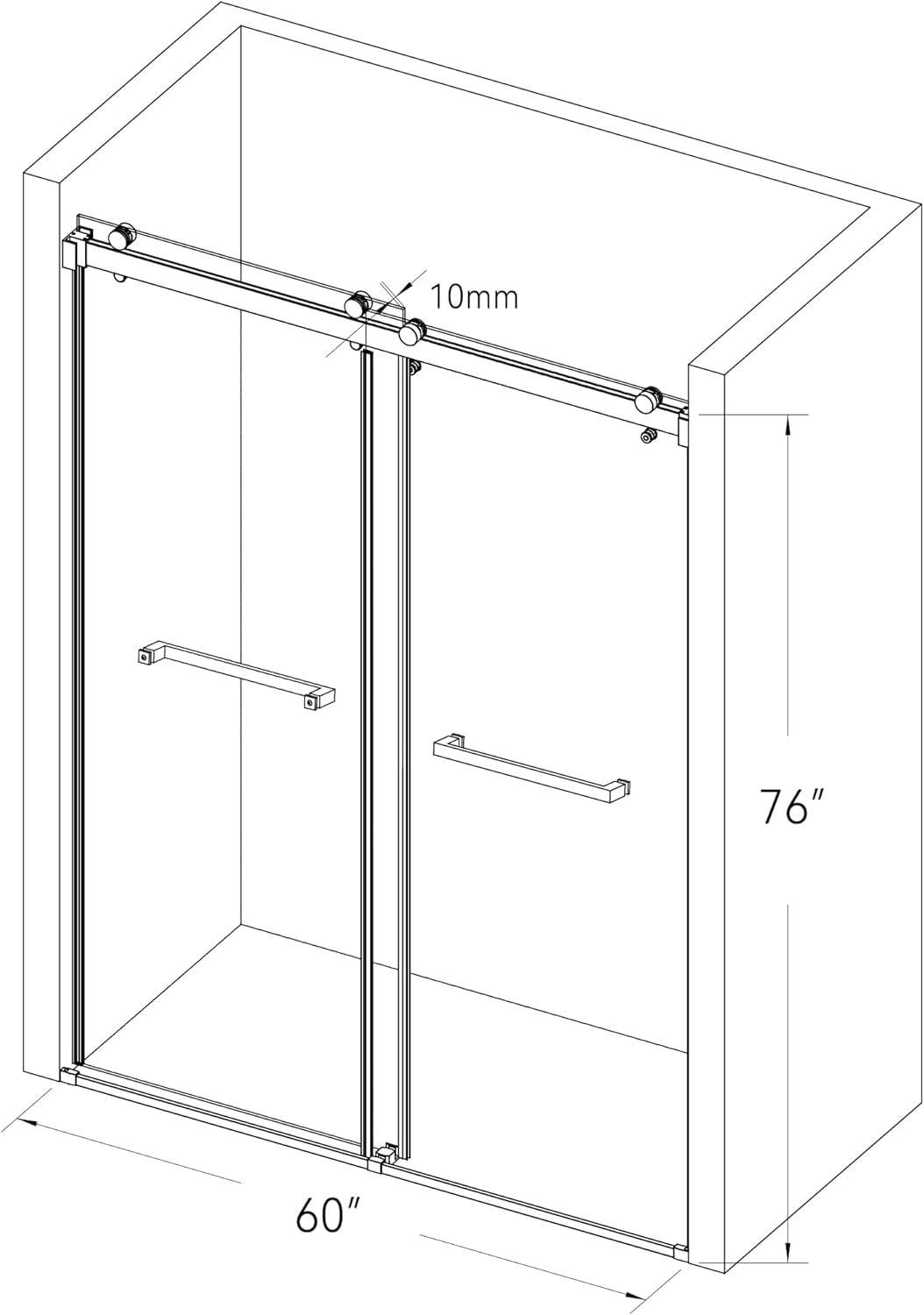 Rizzon 56-60 " W X 76 " H Double Sliding Frameless Shower Door  5/16" Tempered Glass, Stainless Steel Hardware | Wayfair