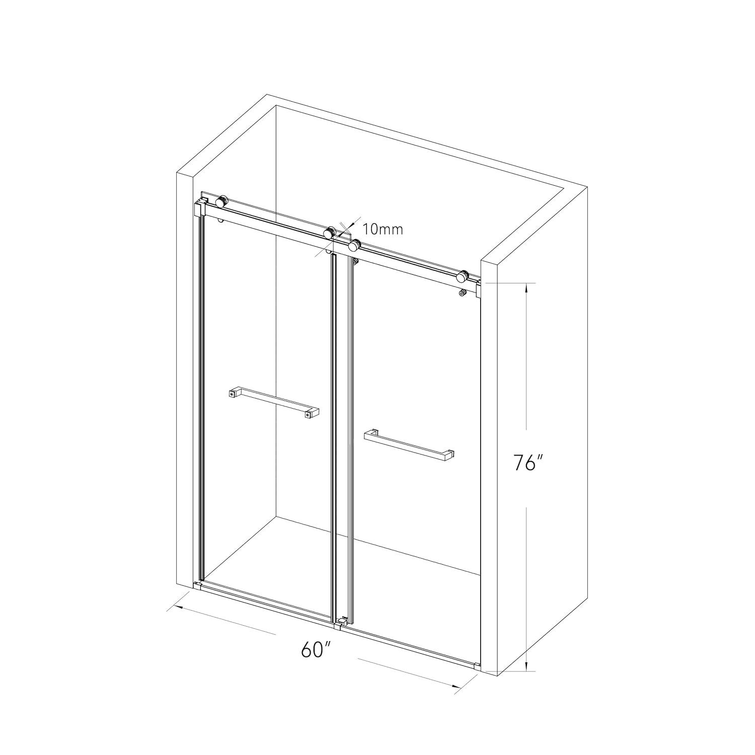 Rizzon 56-60 " W X 76 " H Double Sliding Frameless Shower Door  5/16" Tempered Glass, Stainless Steel Hardware | Wayfair