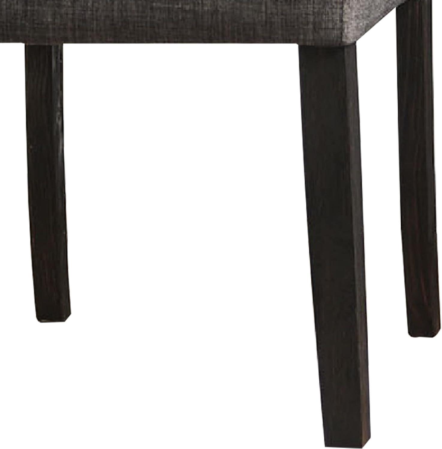 27 Inch Fabric Dining Chair, Button Tufted Rolled Back, Wood, Gray - Saltoro Sherpi