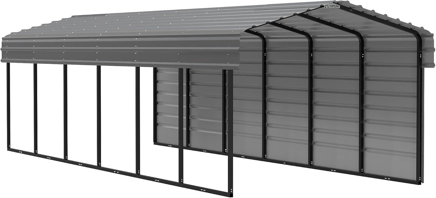 Arrow Arrow Steel Carport with 1 Side Wall Kit 10X29X7