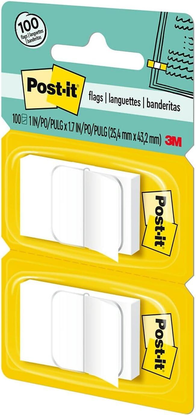 Post-it Standard Page Flags in Dispenser White 100 Flags/Dispenser 680WE2