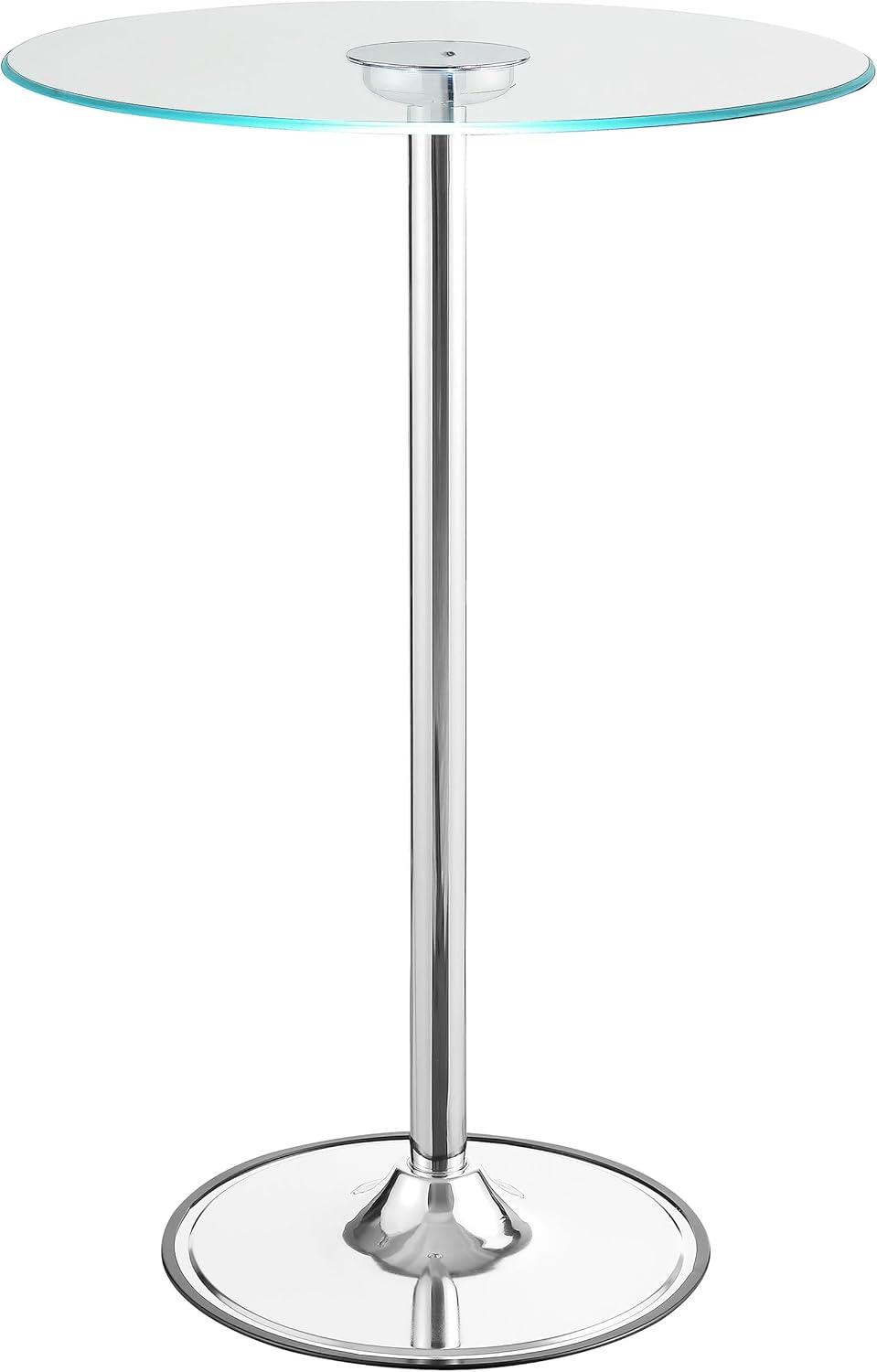 Coaster Company LED Round Pub Table, Chrome and Clear