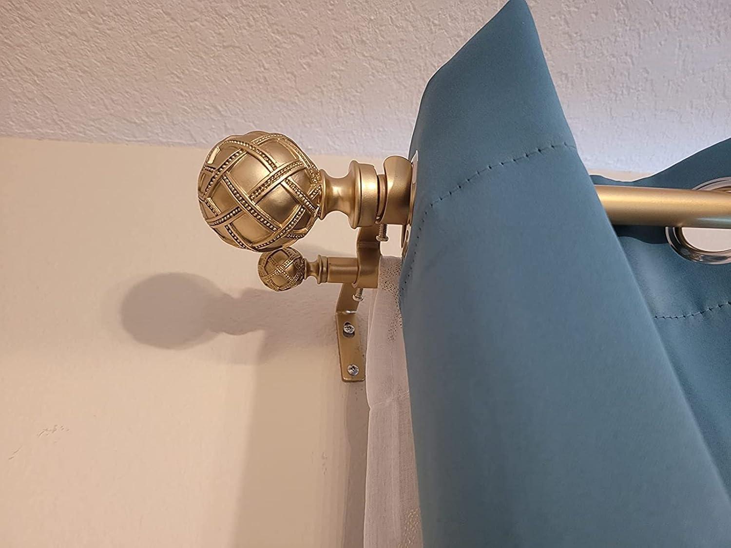 Ycolnaefllr Gold Double Curtain Rod Adjustable Curtain Rod Set, 84”-120” -