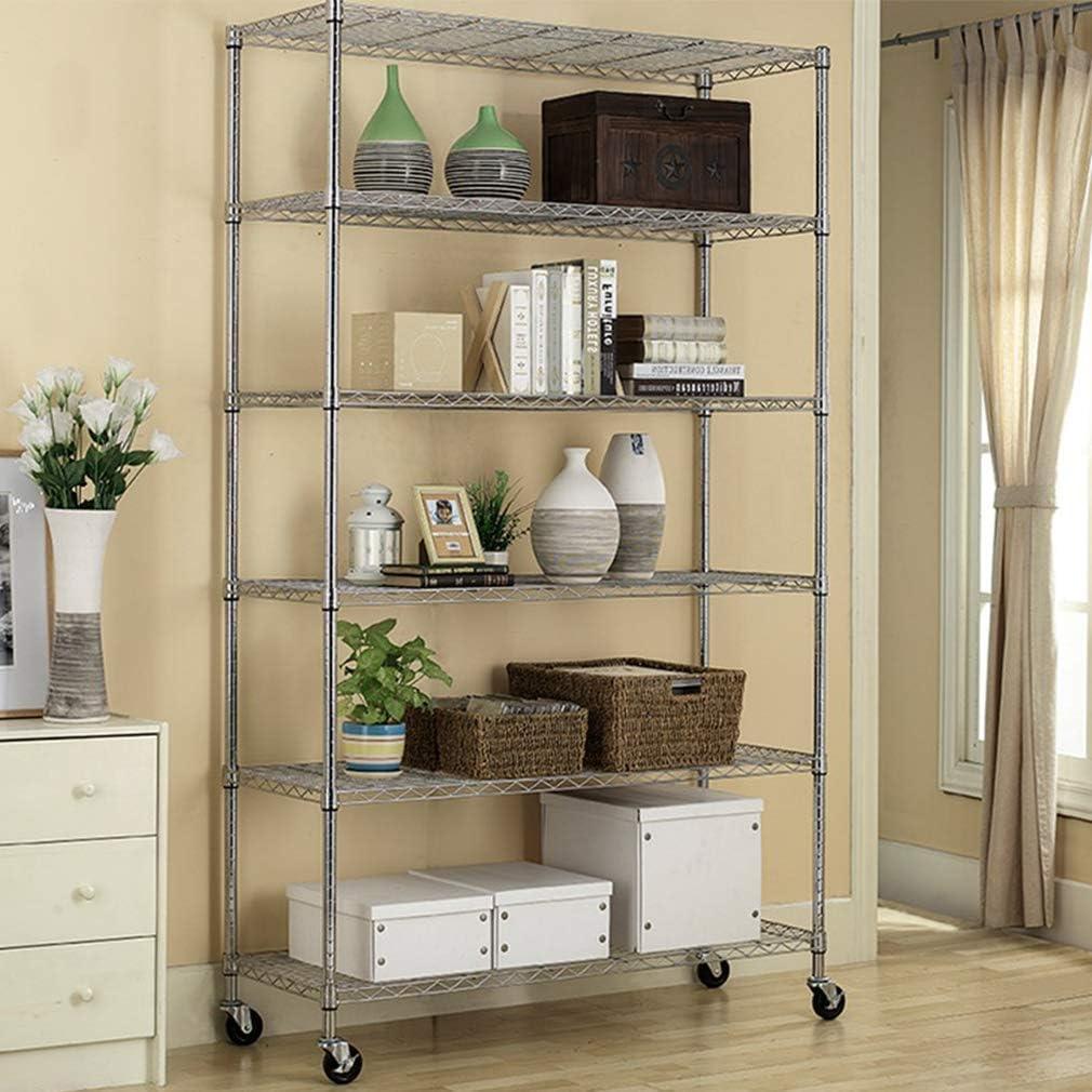 SafeRacks 6 Tiered Storage Shelves w/Heavy Duty Steel Wire Shelving Unit, Silver