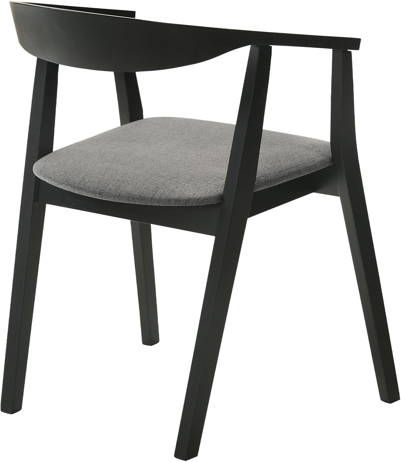 Cirque Santana Black Wood Dining Set with Charcoal Fabric Chairs