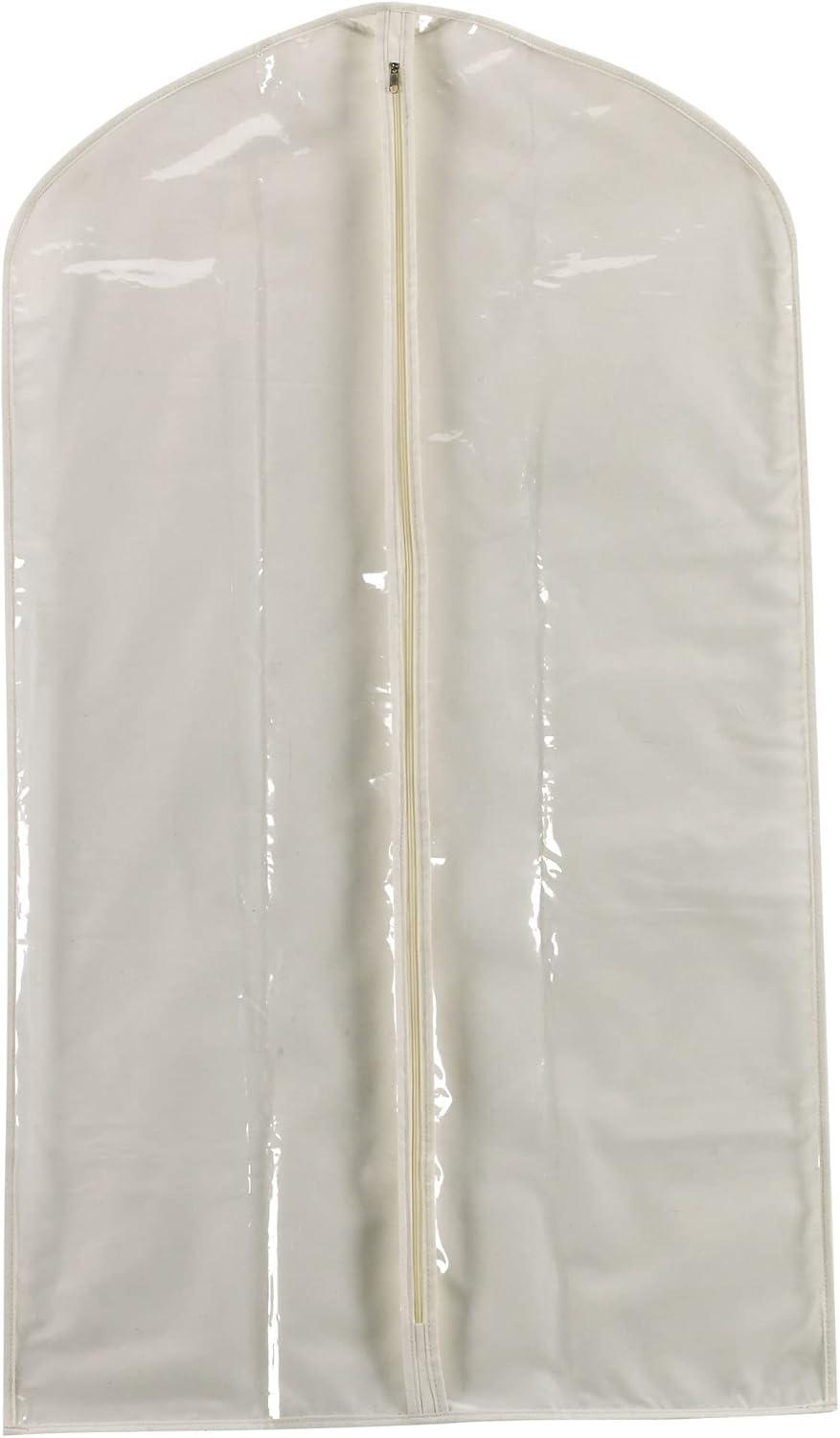 Suit Protector Garment Bag, Canvas Backing and Clear Front, Convenient Full-Length Zipper