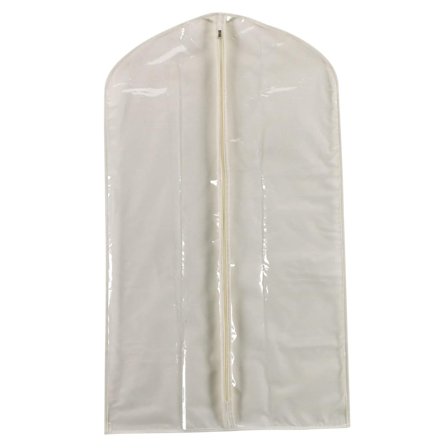 Suit Protector Garment Bag, Canvas Backing and Clear Front, Convenient Full-Length Zipper