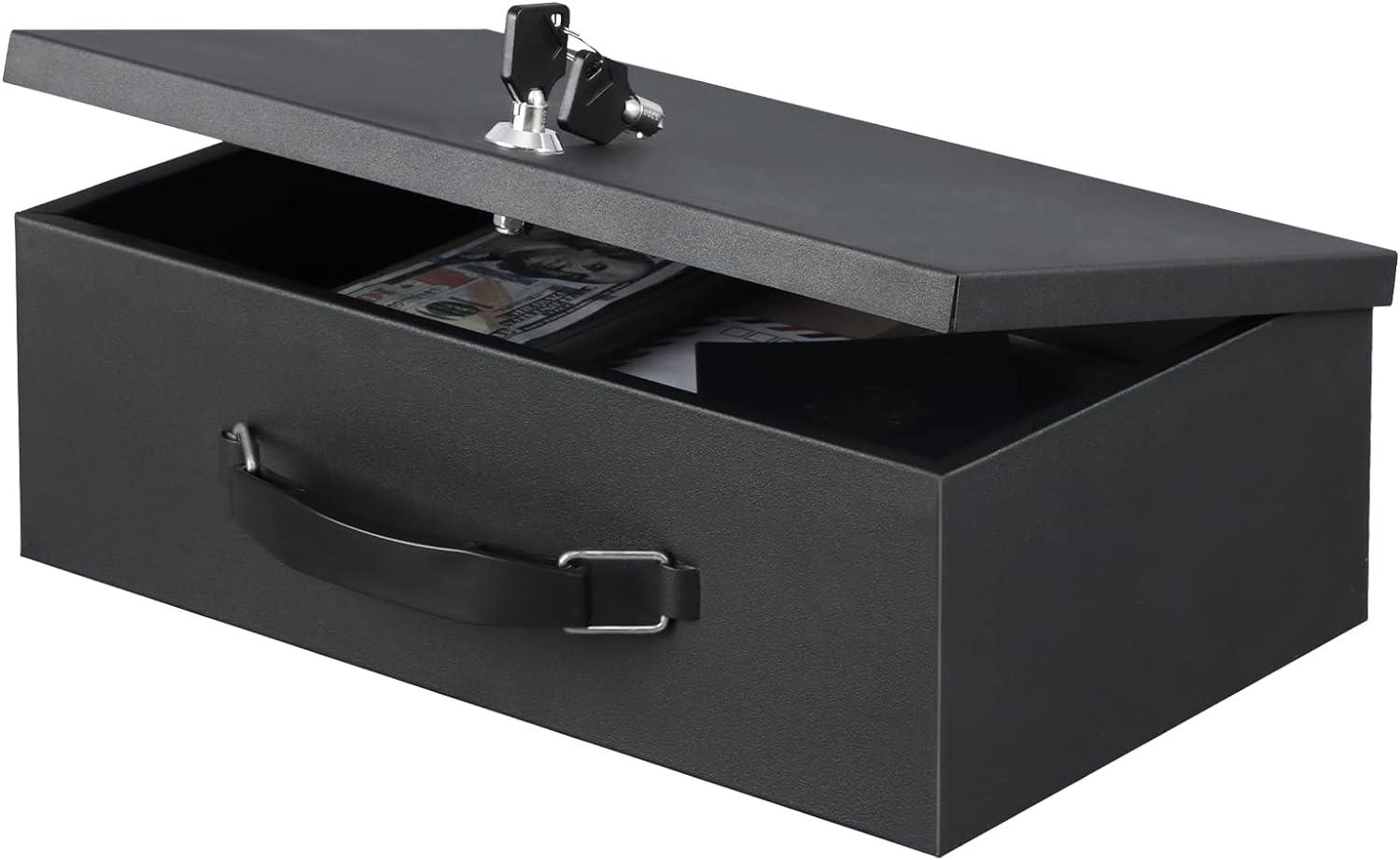xydled Fire Resistant Safe Fire Safe Box with Key Lock for Home Office Security Storage for Valuables Documents,12.8 x 8.5 x 4.5 Inch,Black