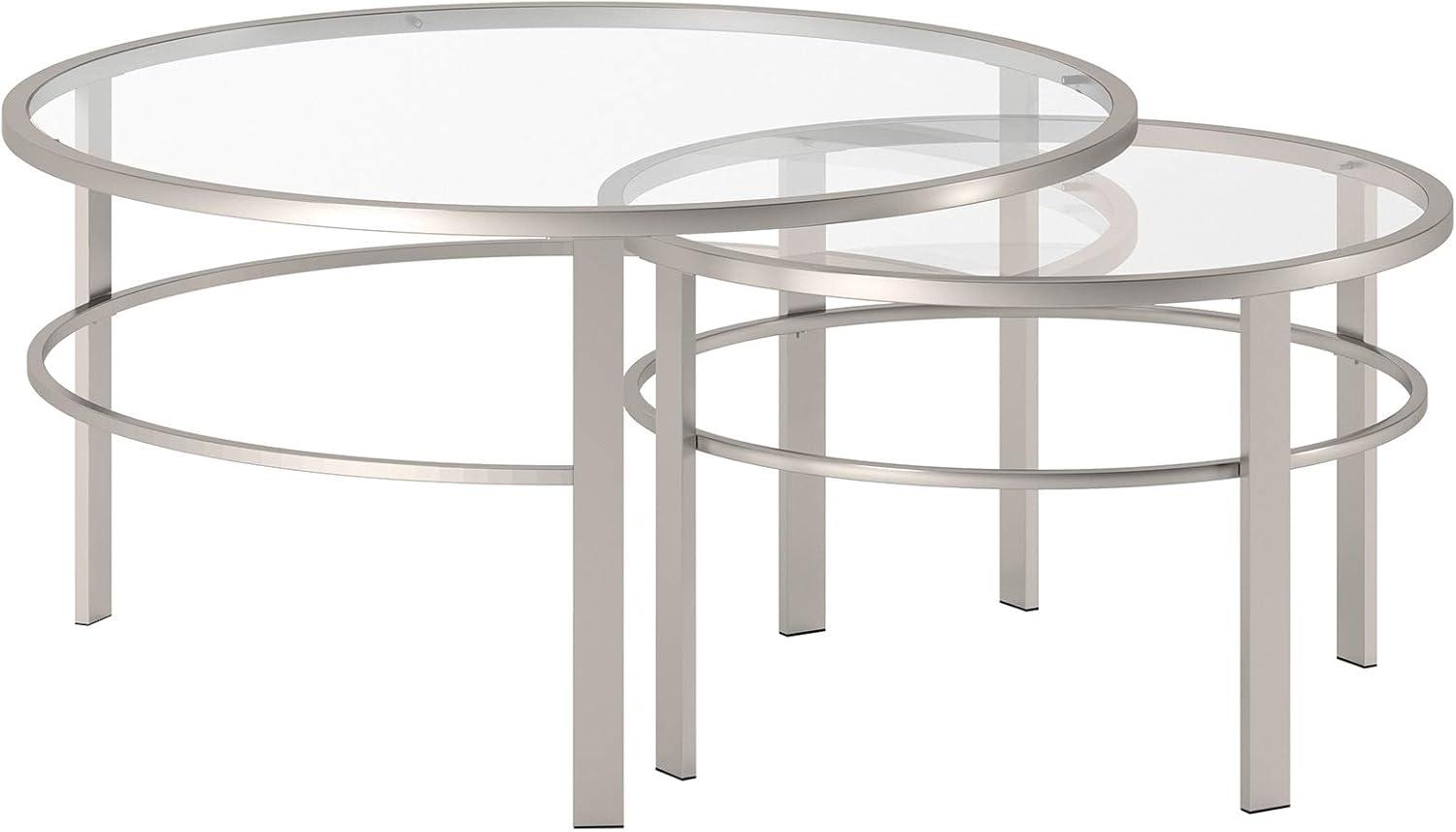 Evelyn&Zoe Gaia Round Nested Coffee Table, Satin Nickel