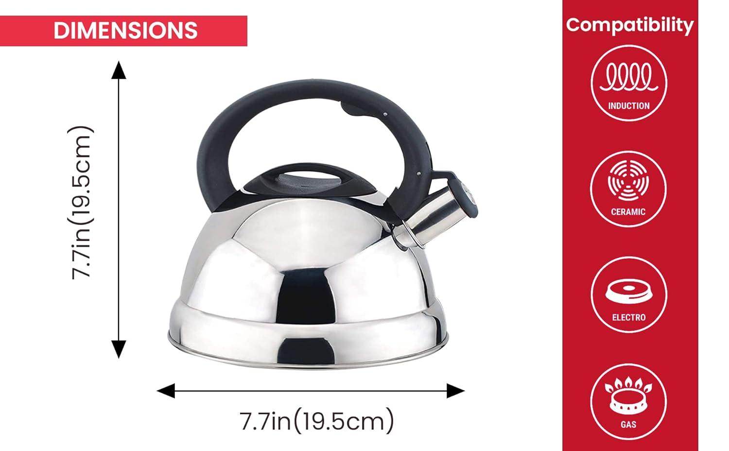 J&V TEXTILES Stainless Steel Whistling Tea Kettle, 2.5-Quart