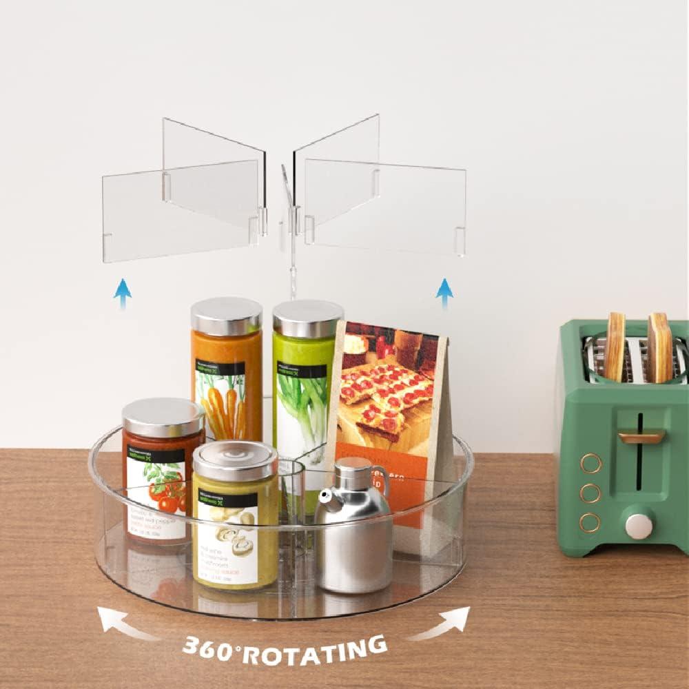 iDesign iDesign Recycled Plastic Divided Lazy Susan Turntable Organizer, Pantry, Bathroom, General Storage and More, The Linus Collection - 11.5", Clear