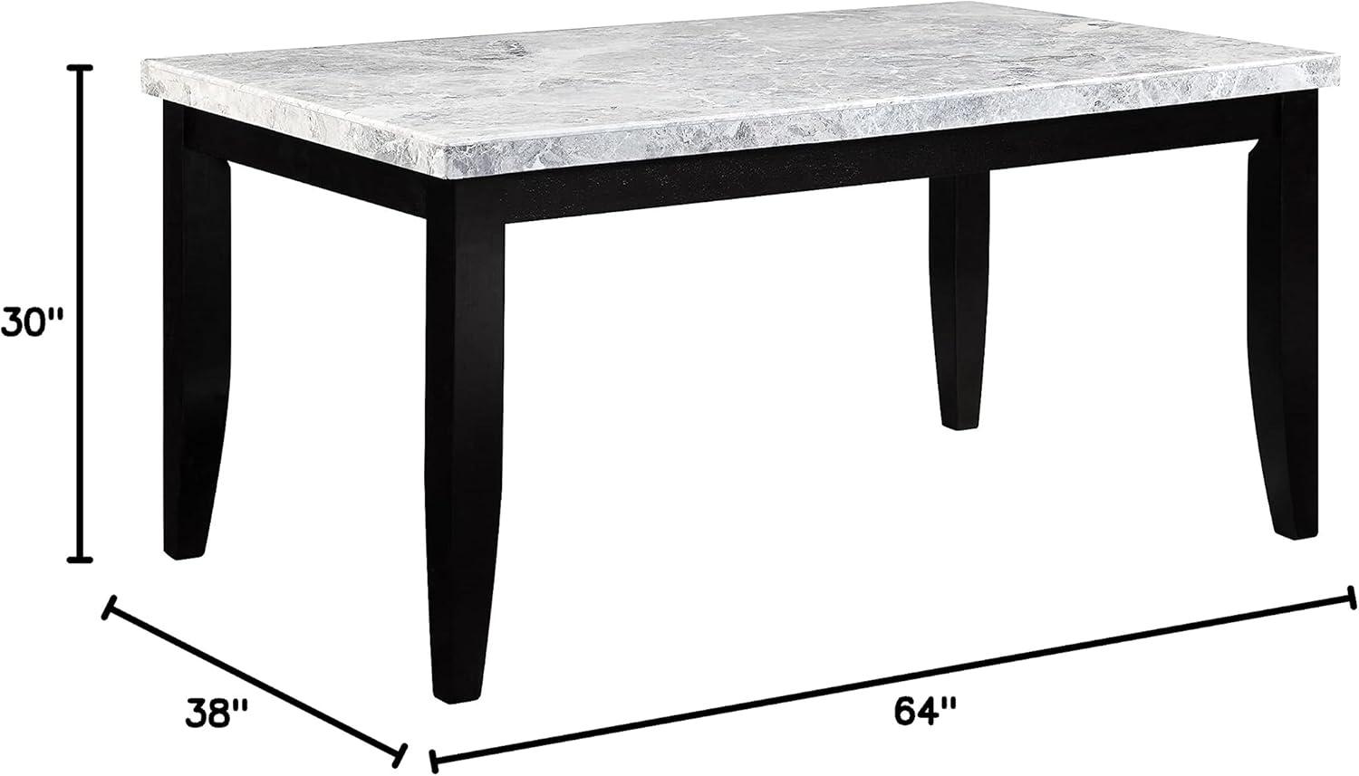 ACME Hussein DINING TABLE W/MARBLE TOP Marble Top & Black Finish DN01446