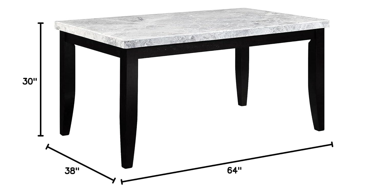 ACME Hussein DINING TABLE W/MARBLE TOP Marble Top & Black Finish DN01446