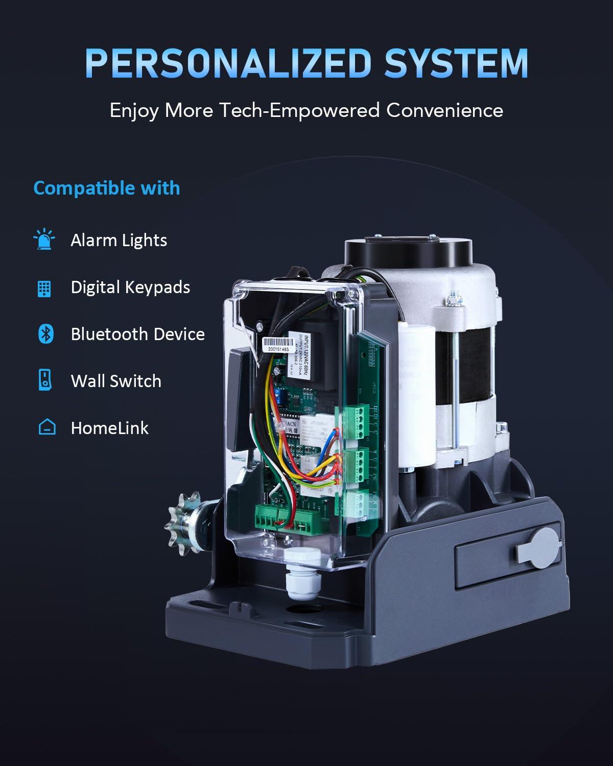 CO-Z Automatic Gate Opener, 550W Sliding Gate Opener for 3300lb 40ft Doors, Smart Gate Opener with 2 Remote Controls 2 Infrared Sensors, Driveway Home Garden Electric Gate Opener Gate Complete Kit