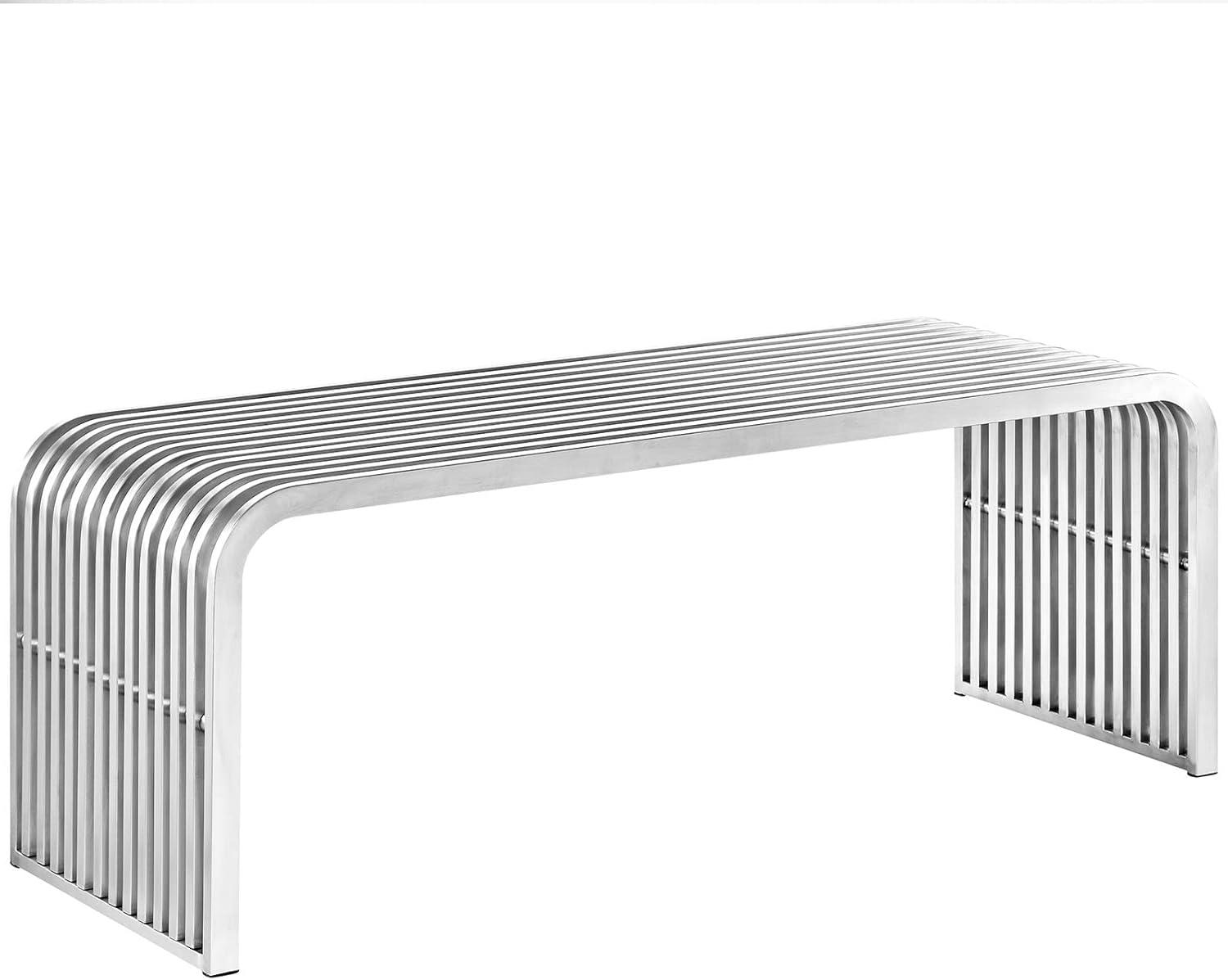 Modway 47" Silver Stainless Steel Modern Bench