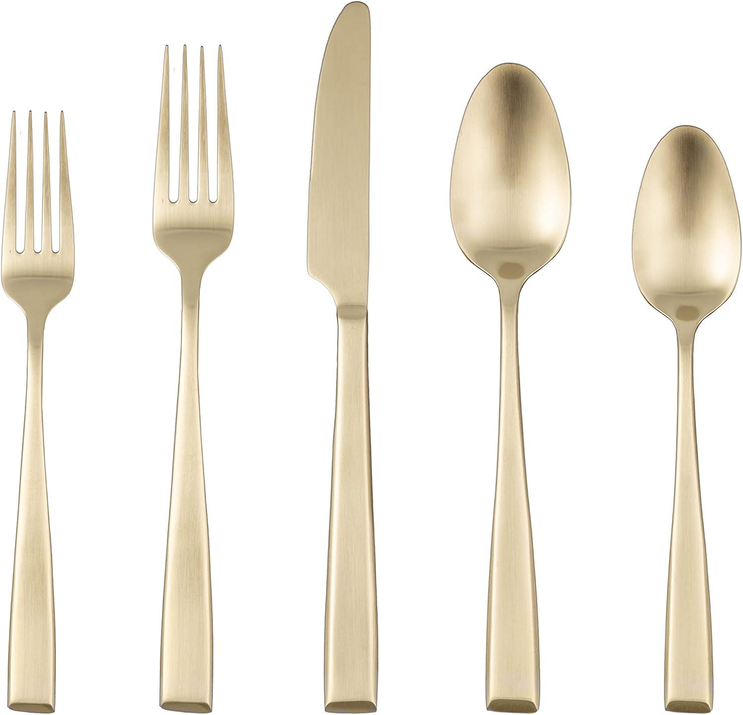 Samira Champagne Satin 20-Piece Stainless Steel Flatware Set