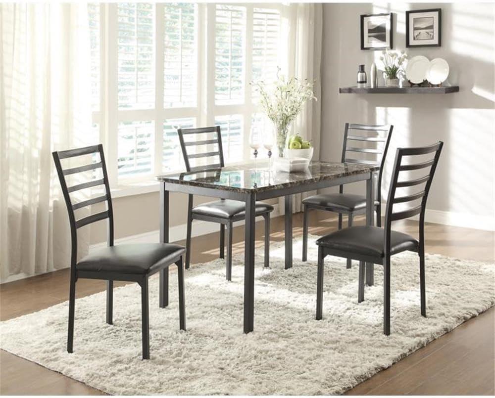 Lexicon Flannery Metal Dining Room Side Chairs in Black and Brown (Set of 4)