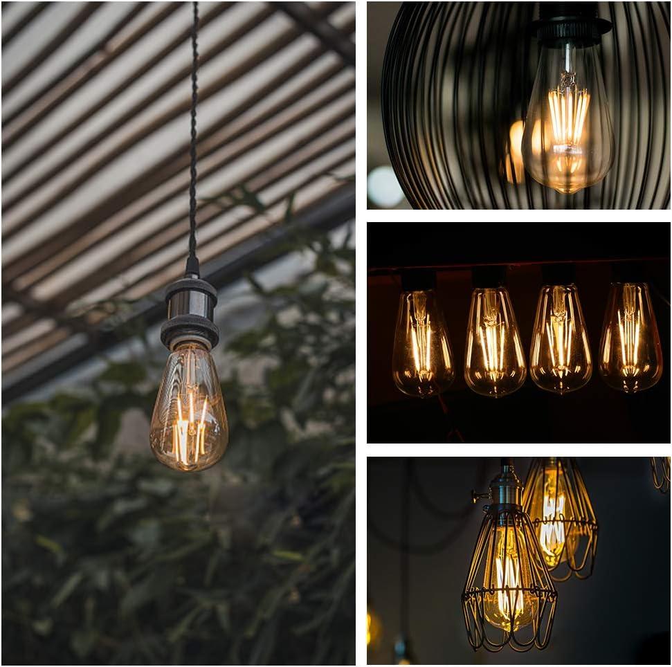 ENERGETIC Vintage LED Edison Light Bulbs, 5000K, 60 Watt Equivalent, ST64 Filament, Tear Drop Antique Decorative Bulbs, E26 Base, UL Listed, 6 Pack