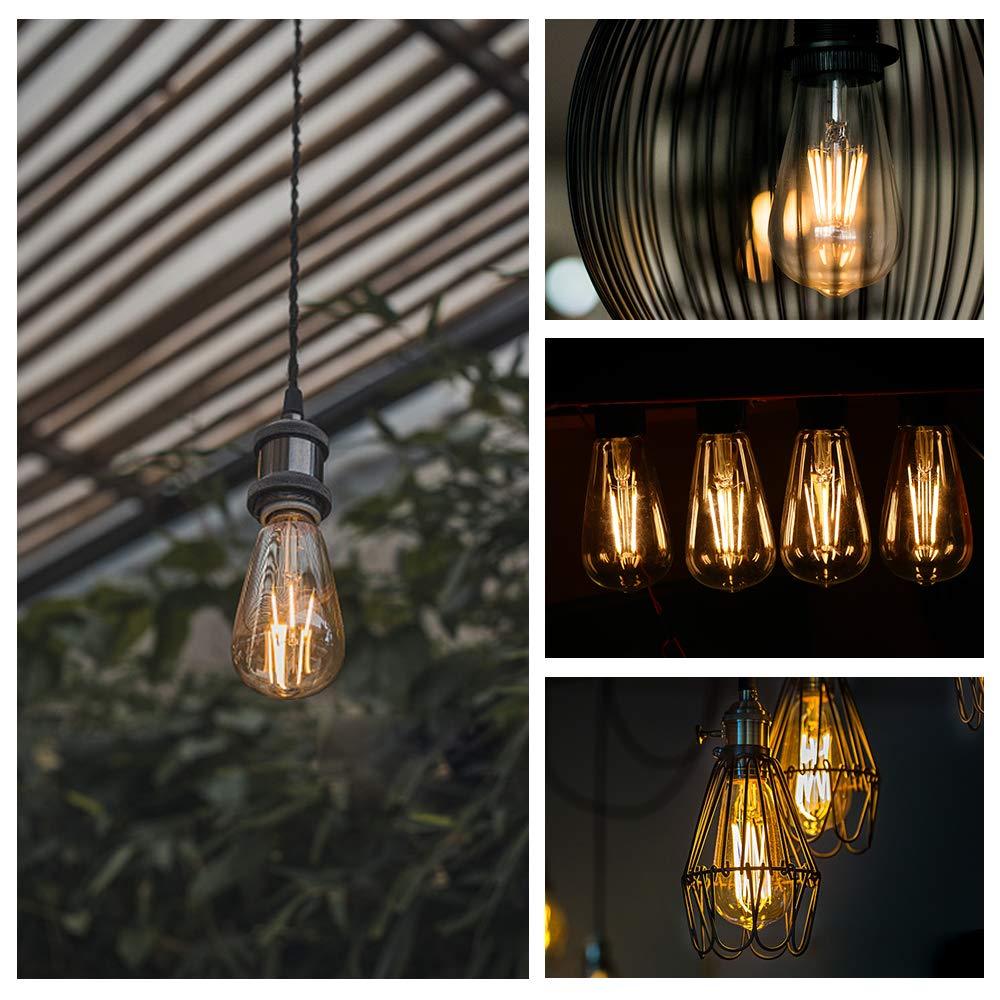 ENERGETIC Vintage LED Edison Light Bulbs, 5000K, 60 Watt Equivalent, ST64 Filament, Tear Drop Antique Decorative Bulbs, E26 Base, UL Listed, 6 Pack