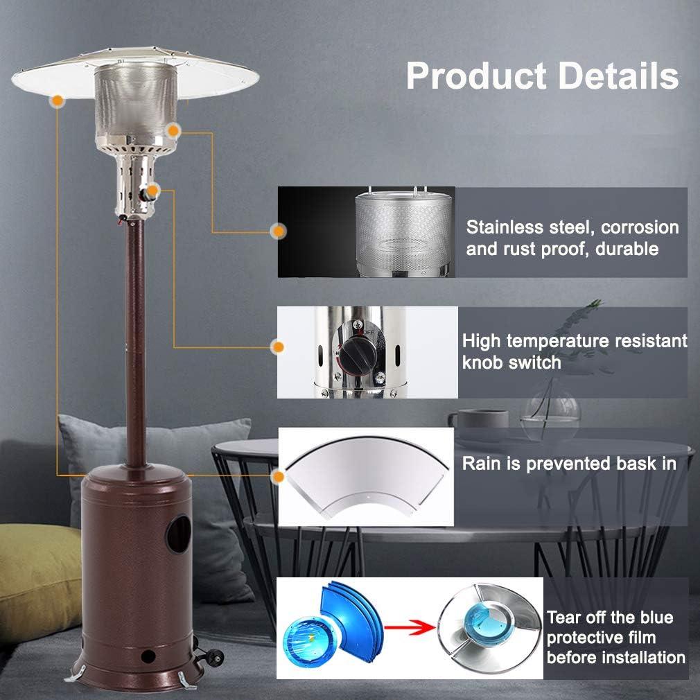 Bronze Propane Outdoor Patio Heater with Tip-Over Protection