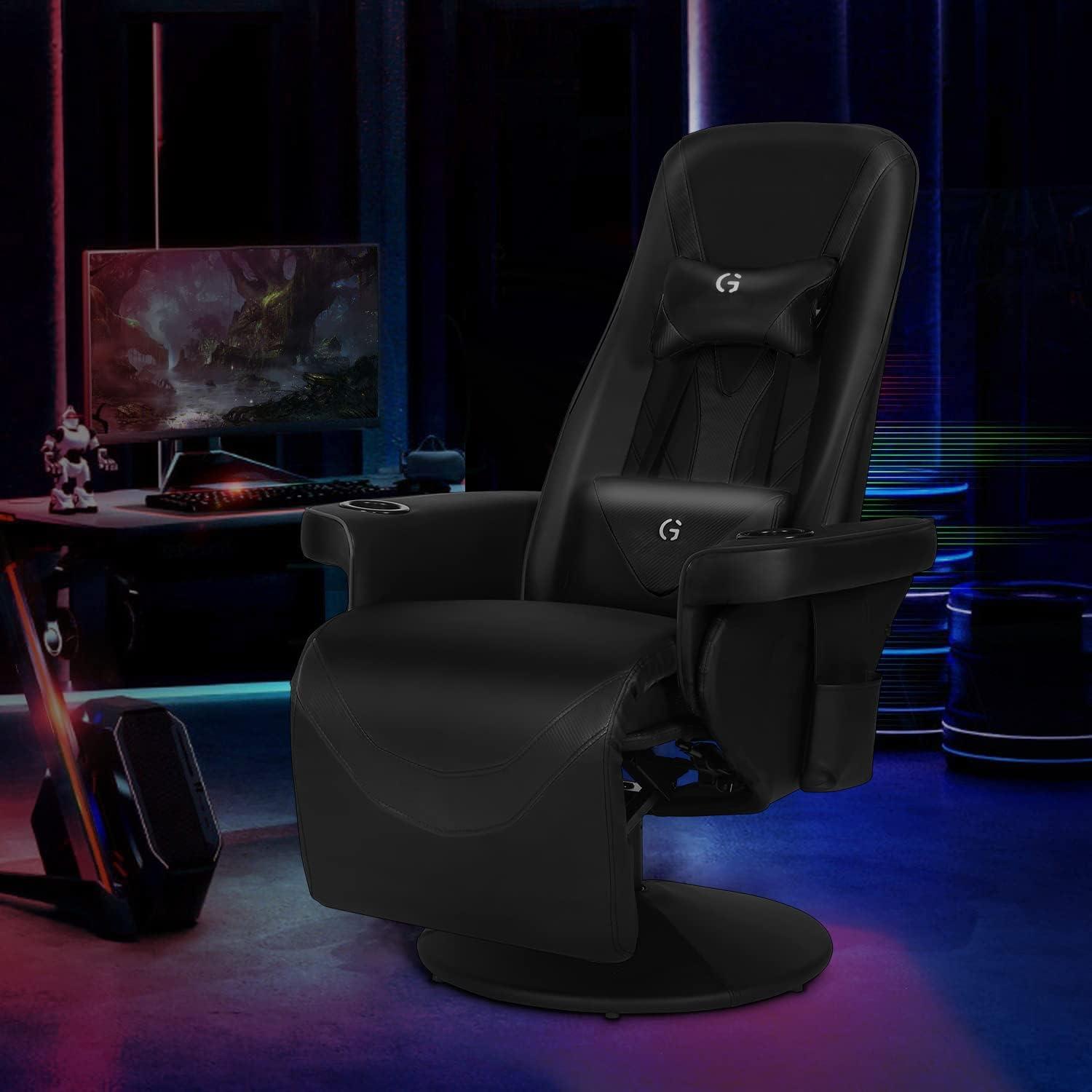 Queen Throne Video Gaming Chair Ergonomic Recliner Racing Chair, High Back Swivel Chair with Footrest and Adjustable Backrest, Lumbar Support, Headrest and Cupholders, Pink White