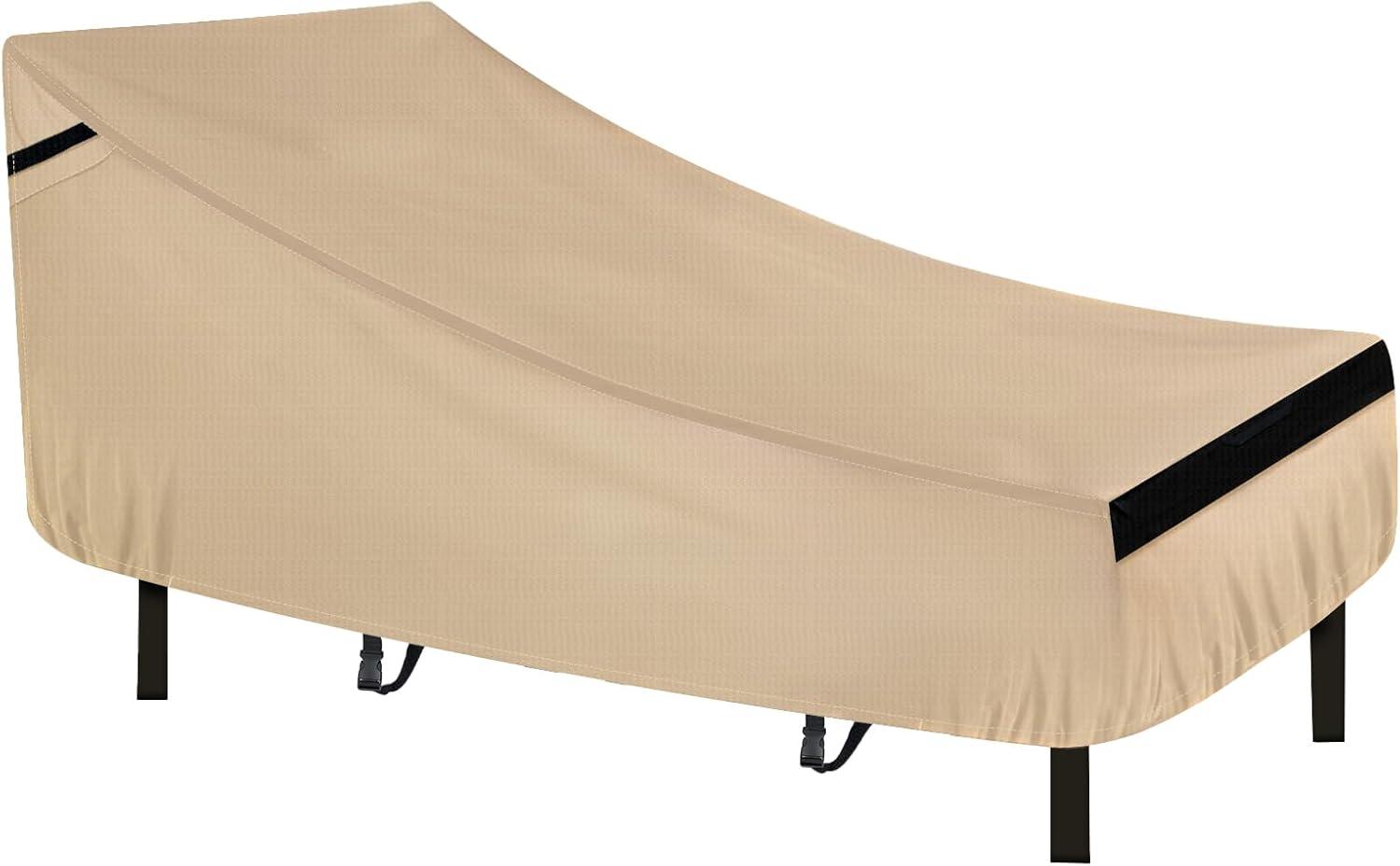 Heavy Duty Beige Waterproof Patio Lounge Chair Cover