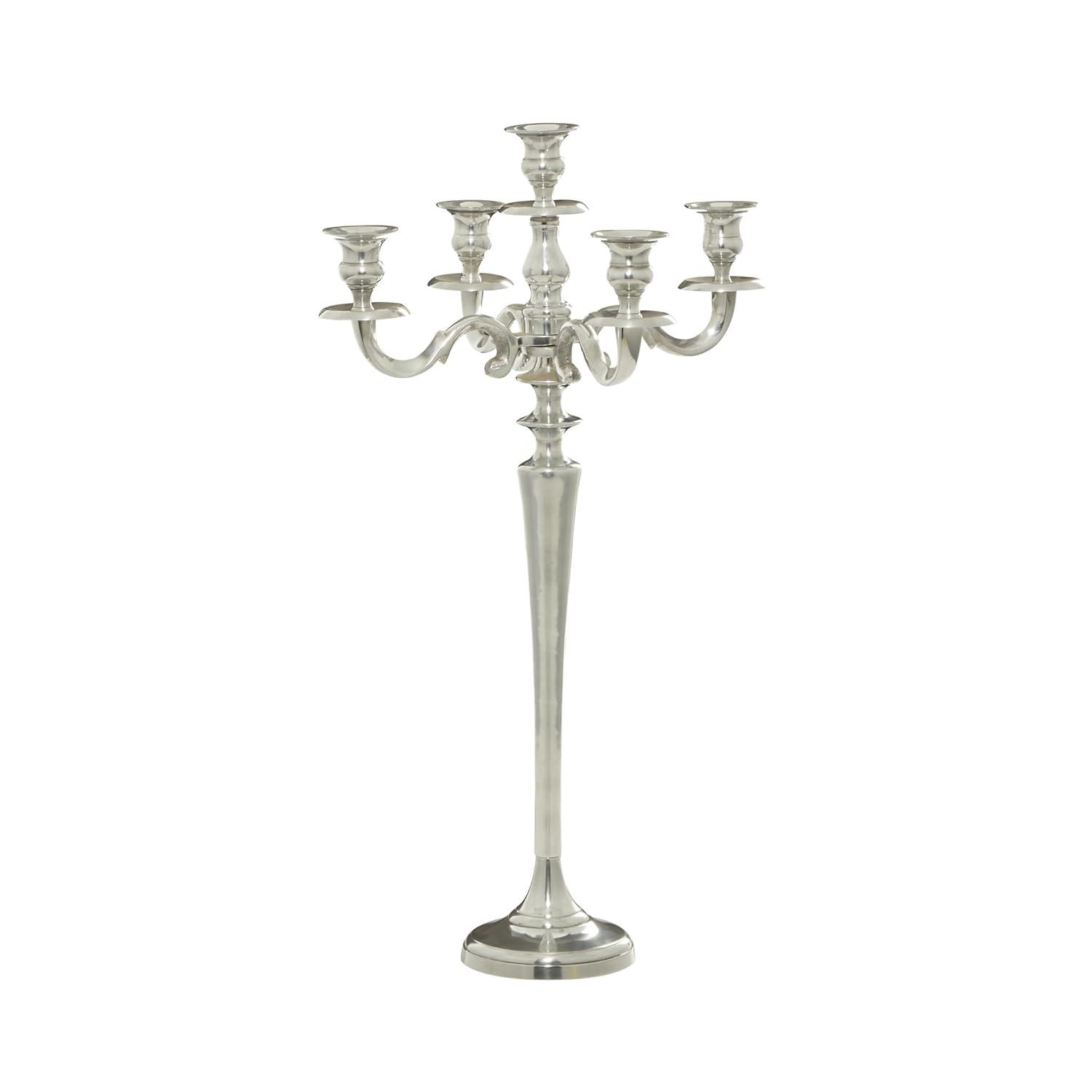 DecMode 5 Holder Silver Aluminum Metal Candelabra