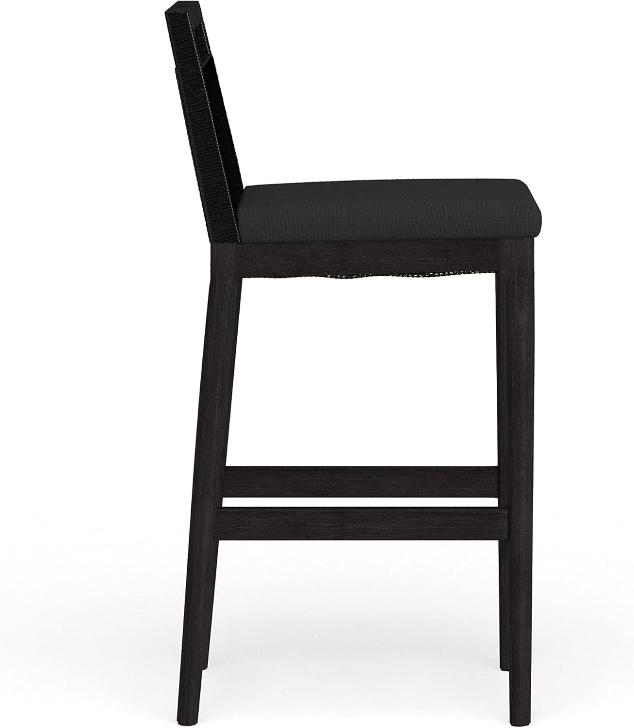 Maldives Inspired Transitional Black Bar Stool with Acrylic Cushion