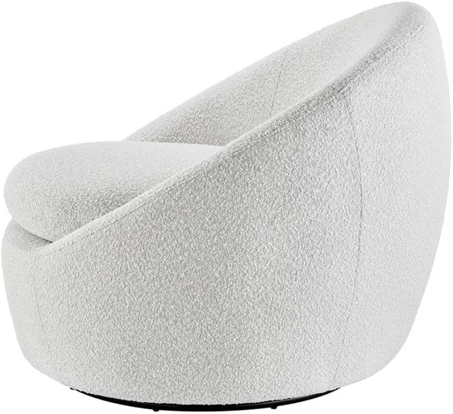 New Pacific Direct Adelmo Modern Fabric Swivel Accent Chair in Boucle Beige