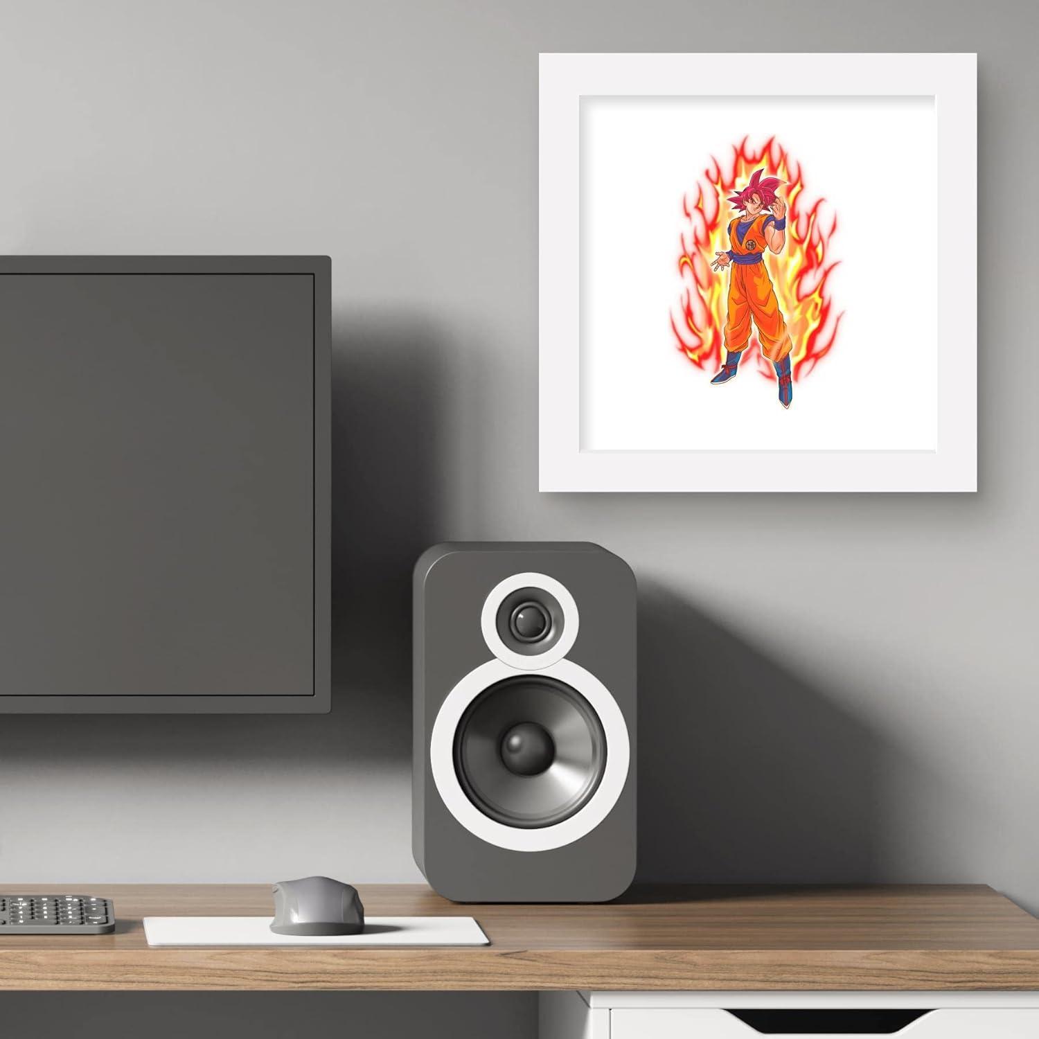 Gallery Pops Dragon Ball: Super - Super Saiyan God Goku Wall Art, White Framed Version, 12" x 12"