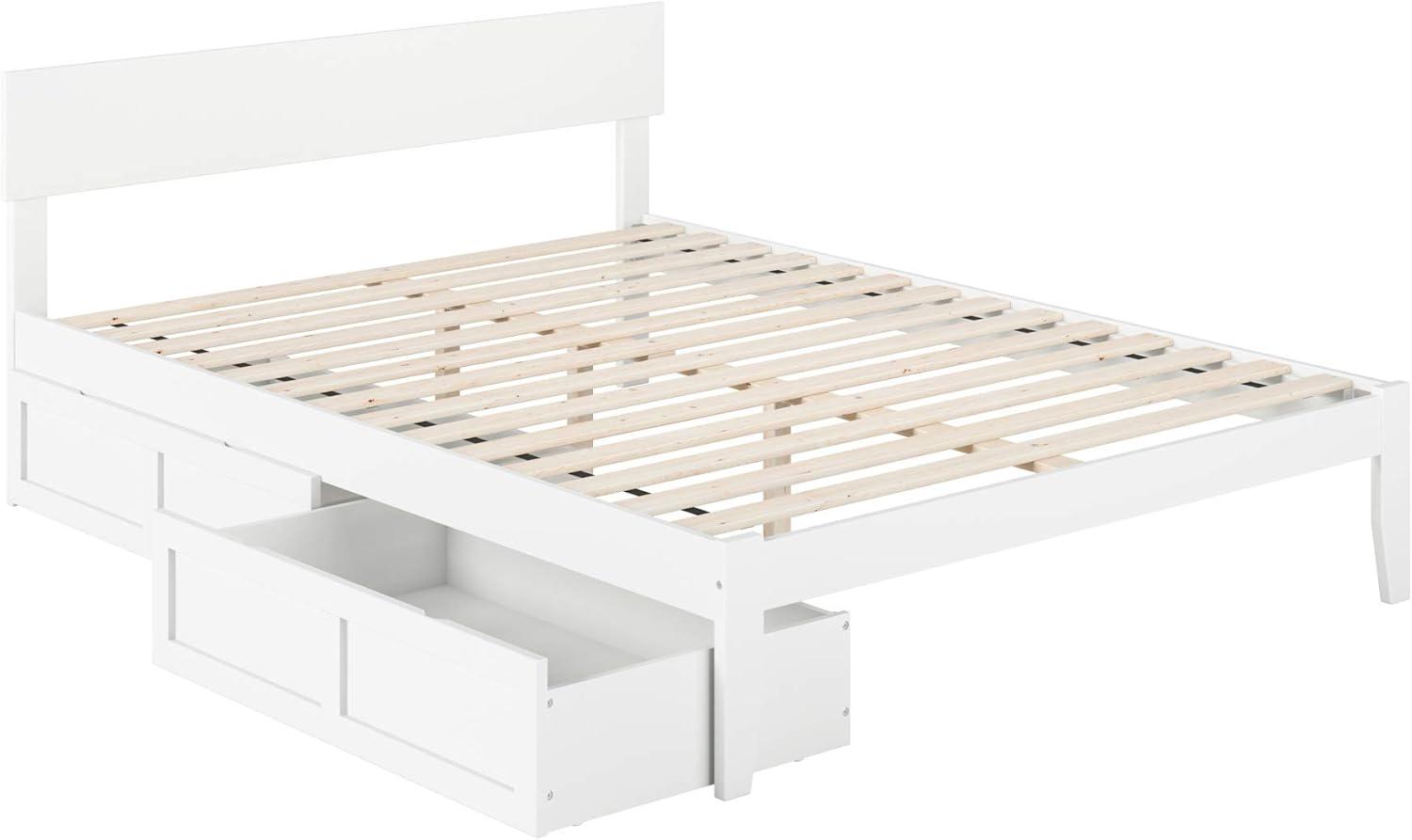 Boston Queen Bed with 2 Extra Long Drawers in White