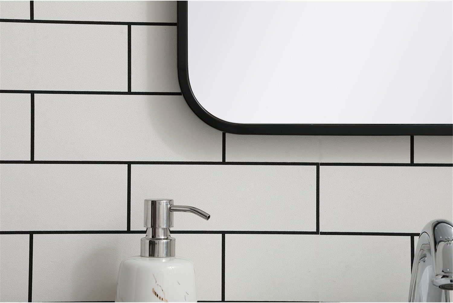 Elegant Lighting Soft corner metal rectangular mirror 18x36 inch in Black