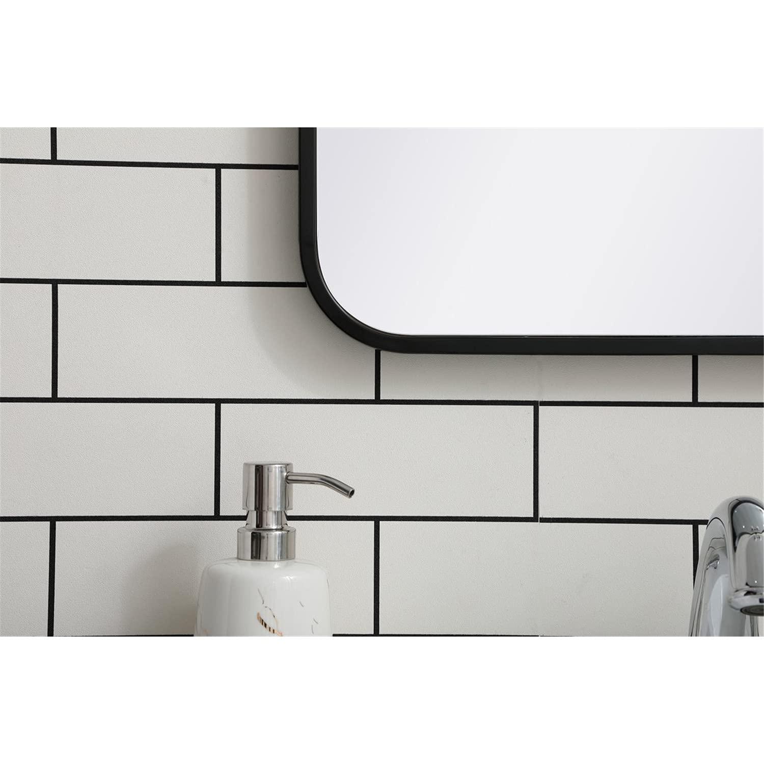 Elegant Lighting Soft corner metal rectangular mirror 18x36 inch in Black