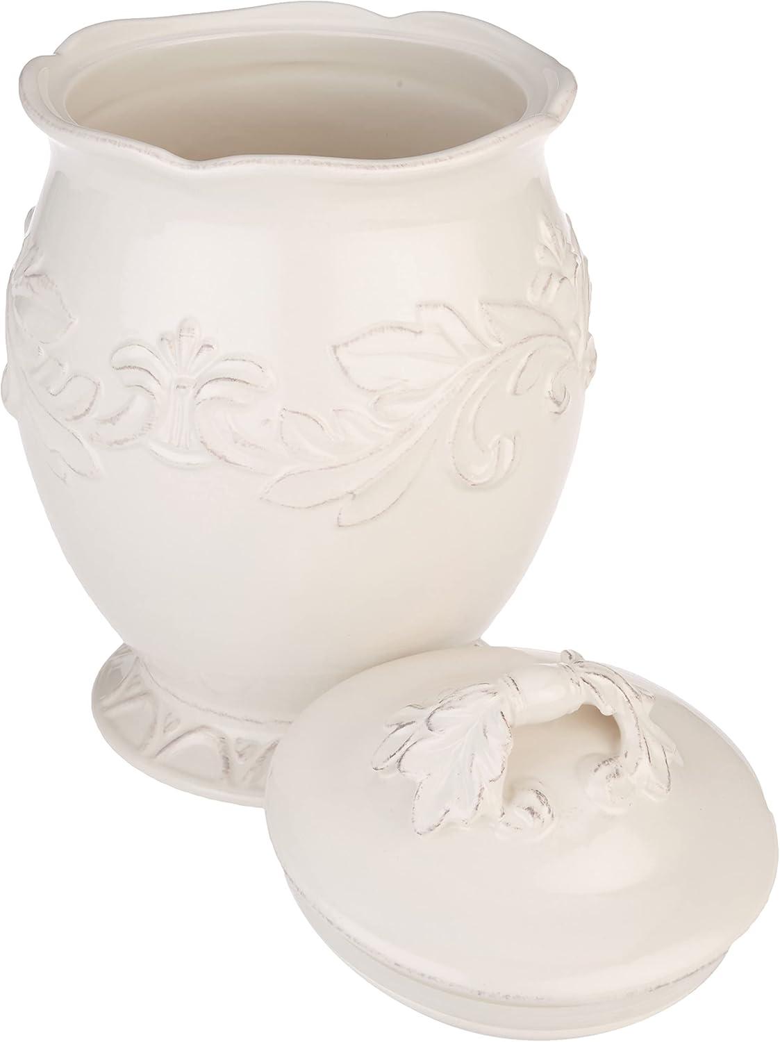 Ivory Ceramic 3-Piece Canister Set with Raised Design