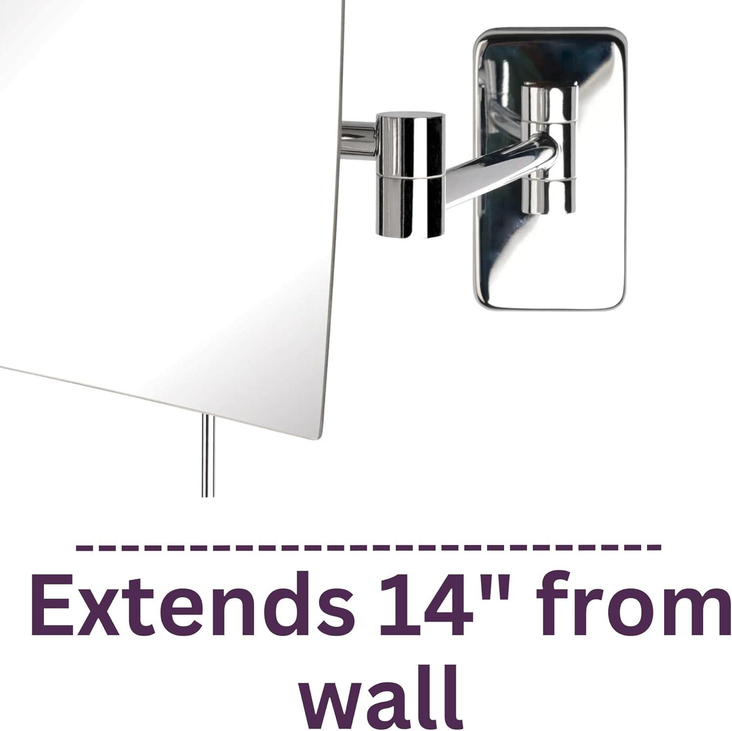 Wrought Studio™ Wall Mount Makeup Mirror with 5X Magnification - 8.75” x 6.5” Rectangular Mirror Extends 14”