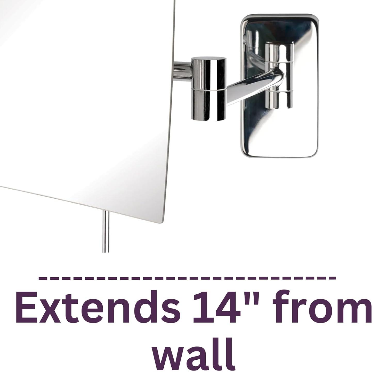 Wrought Studio™ Wall Mount Makeup Mirror with 5X Magnification - 8.75” x 6.5” Rectangular Mirror Extends 14”