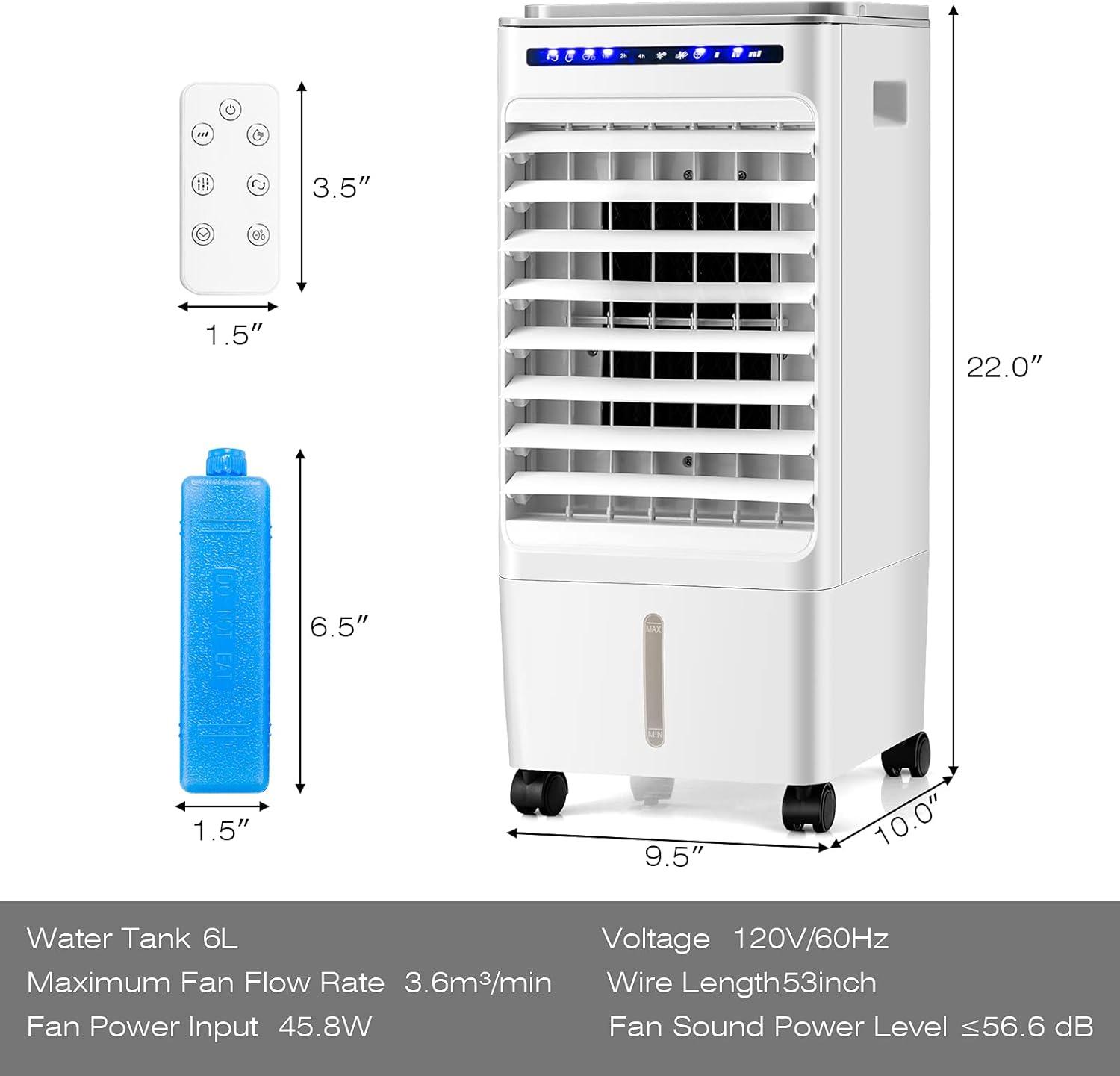 Costway 3-in-1 Evaporative Air Cooler Portable Air Cooling Fan w/ Fan & Humidifier