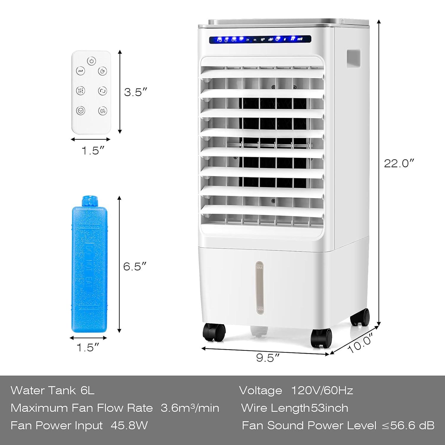 Costway 3-in-1 Evaporative Air Cooler Portable Air Cooling Fan w/ Fan & Humidifier