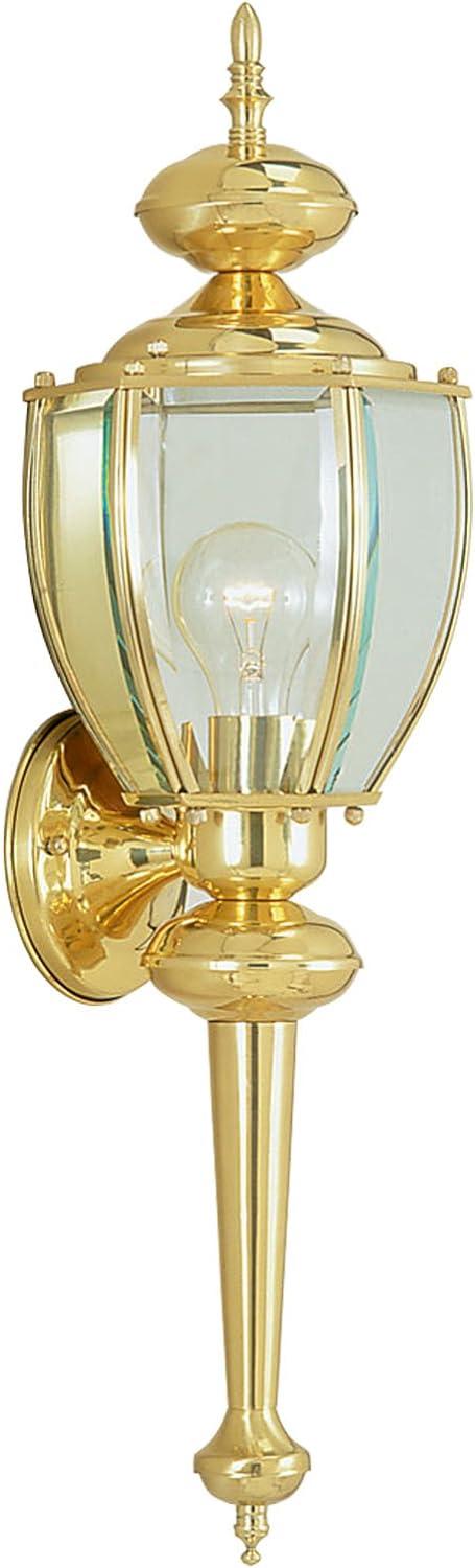 Livex Outdoor Basics 2112-02 Outdoor Wall Lantern - Polished Brass - 7W in.